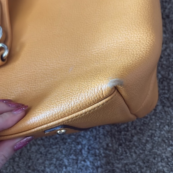 Dooney and Bourke Mustard Yellow Pebble Grain Logo Lock Sac - Picture 9 of 11